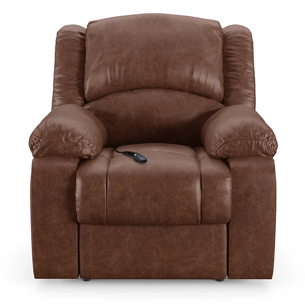 Poltrona do Papai Reclinável Pietra Controle Power Elétrico USB FH9 PU Marrom Brilho - Mpozenato