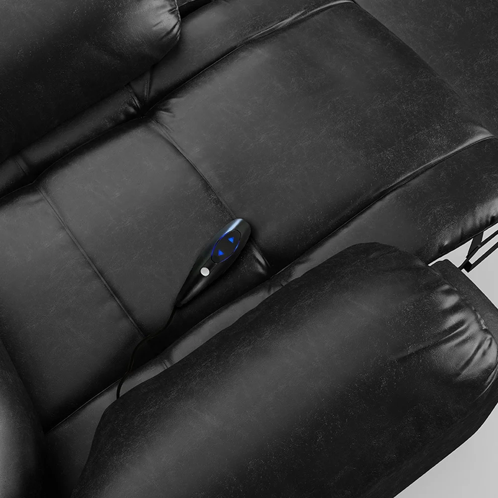 Poltrona do Papai Reclinável Pietra Controle Power Elétrico USB FH9 PU Preto Brilho - Mpozenato