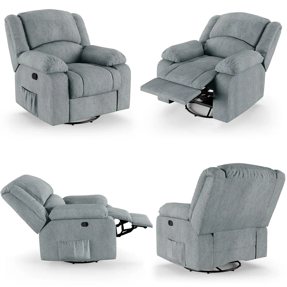 Poltrona do Papai Reclinável Pietra Glider Giratória FH9 Linho Cinza - Mpozenato