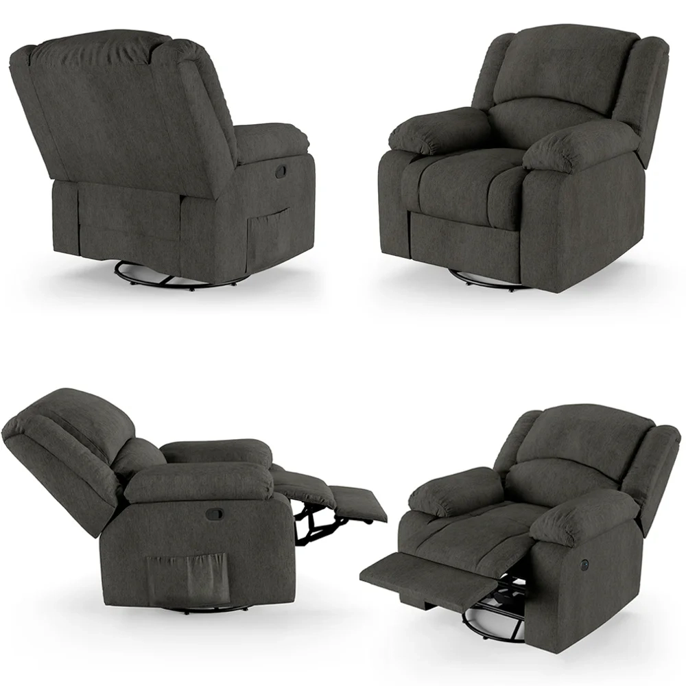 Poltrona do Papai Reclinável Pietra Glider Giratória FH9 Linho Grafite - Mpozenato