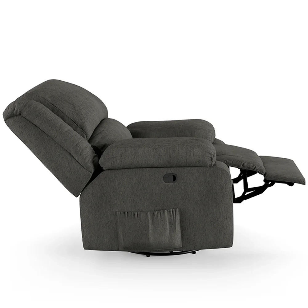 Poltrona do Papai Reclinável Pietra Glider Giratória FH9 Linho Grafite - Mpozenato