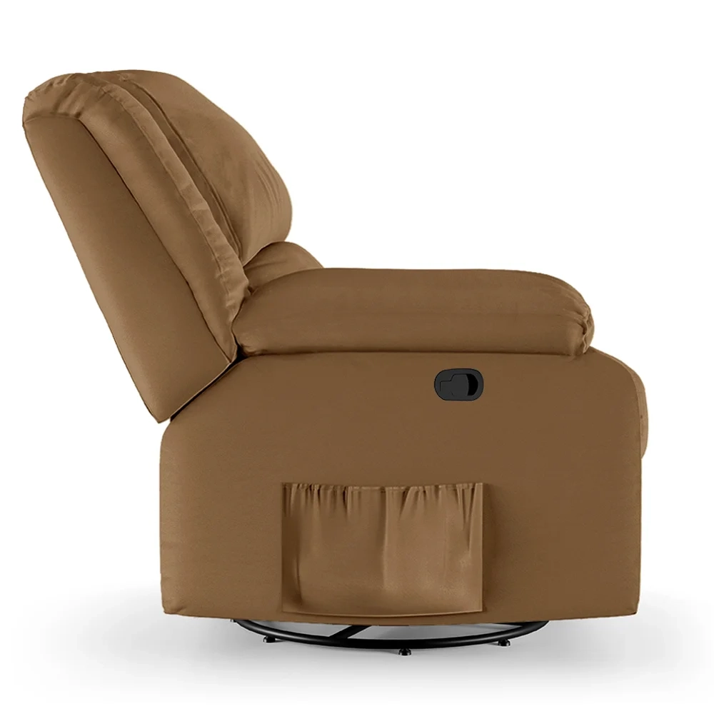 Poltrona do Papai Reclinável Pietra Glider Giratória FH9 PU Caramelo - Mpozenato