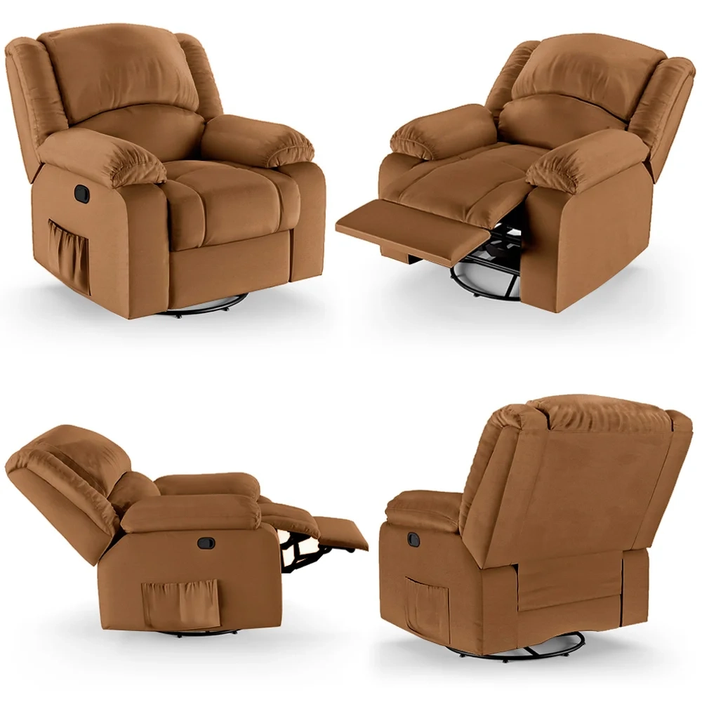 Poltrona do Papai Reclinável Pietra Glider Giratória FH9 PU Caramelo - Mpozenato