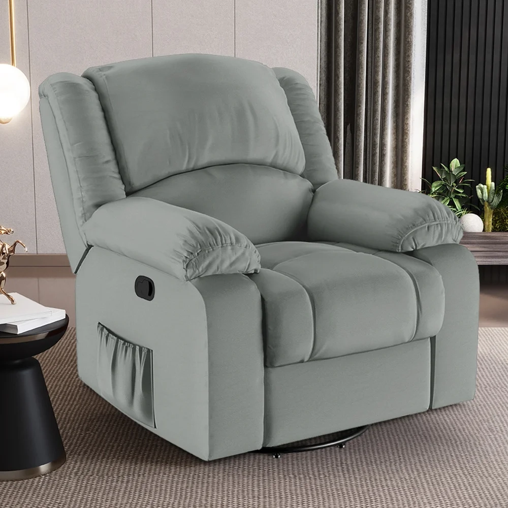 Poltrona do Papai Reclinável Pietra Glider Giratória FH9 PU Cinza - Mpozenato