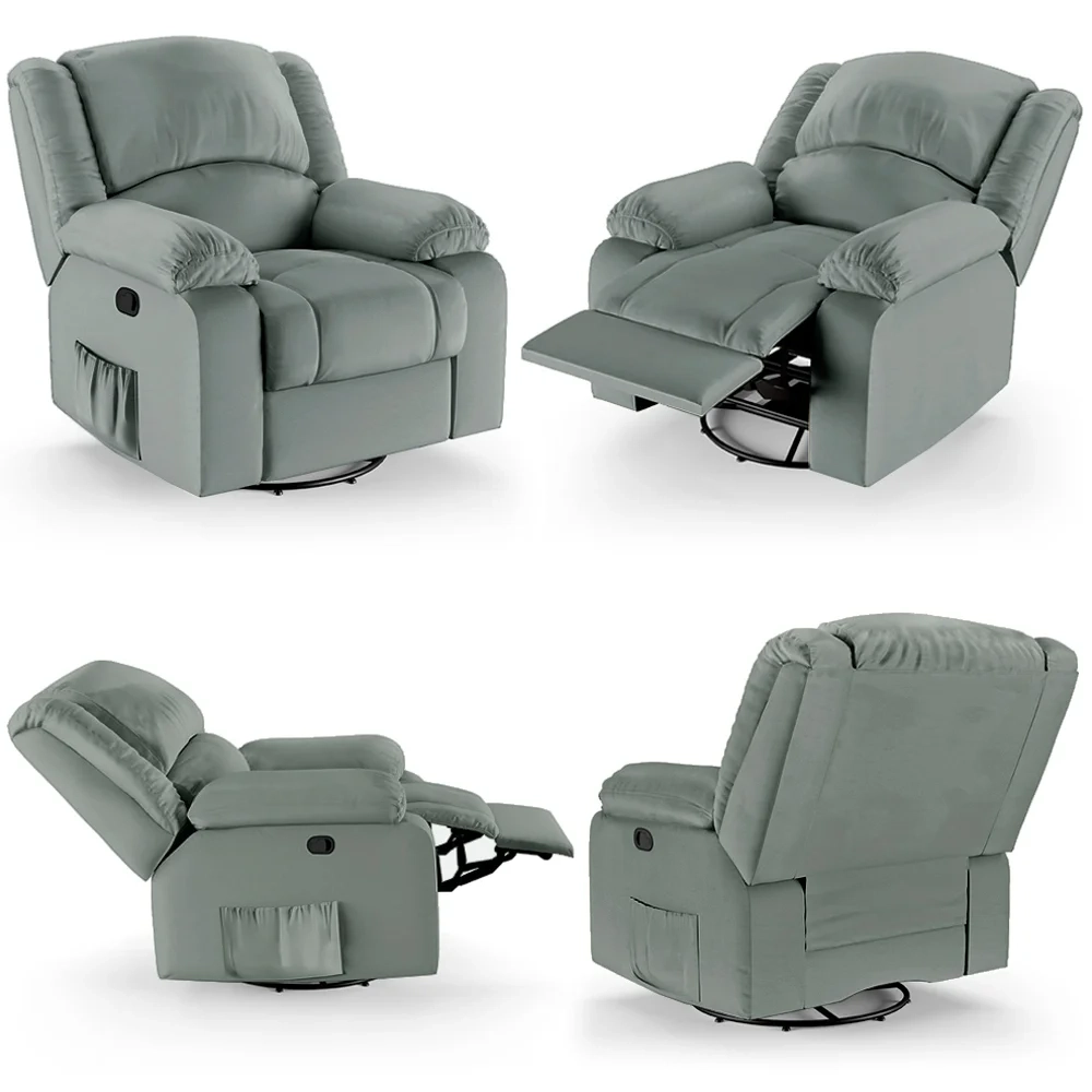 Poltrona do Papai Reclinável Pietra Glider Giratória FH9 PU Cinza - Mpozenato