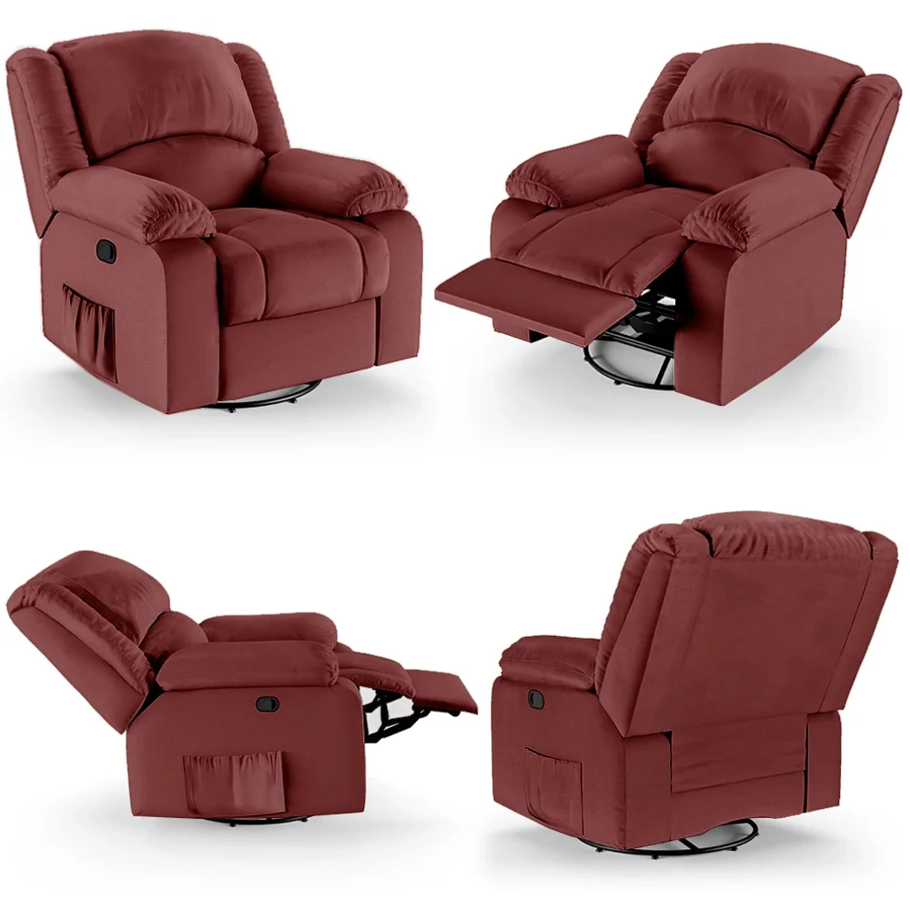 Poltrona do Papai Reclinável Pietra Glider Giratória FH9 PU Vermelho - Mpozenato