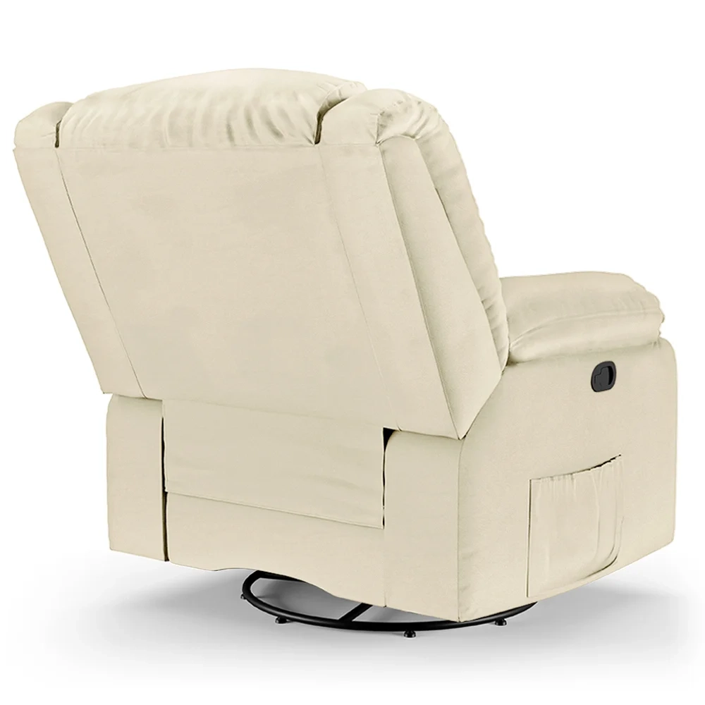 Poltrona do Papai Reclinável Pietra Glider Giratória FH9 PU Bege - Mpozenato