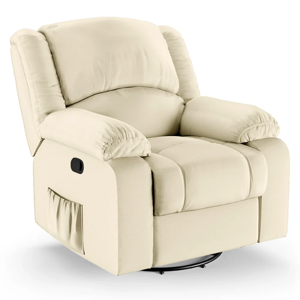 Poltrona do Papai Reclinável Pietra Glider Giratória FH9 PU Bege - Mpozenato