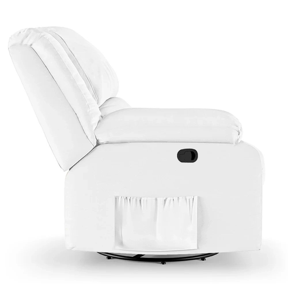 Poltrona do Papai Reclinável Pietra Glider Giratória FH9 PU Branco - Mpozenato