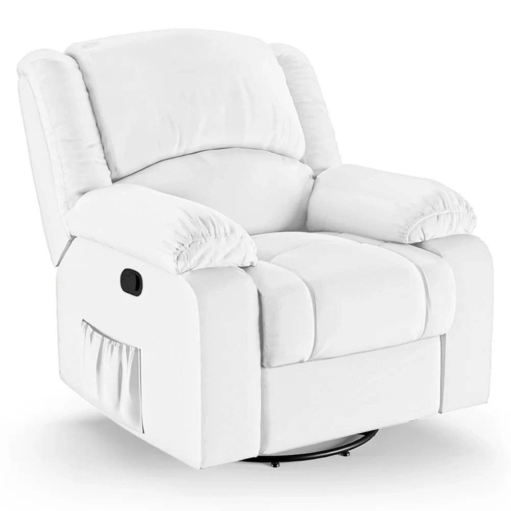 Poltrona do Papai Reclinável Pietra Glider Giratória FH9 PU Branco - Mpozenato