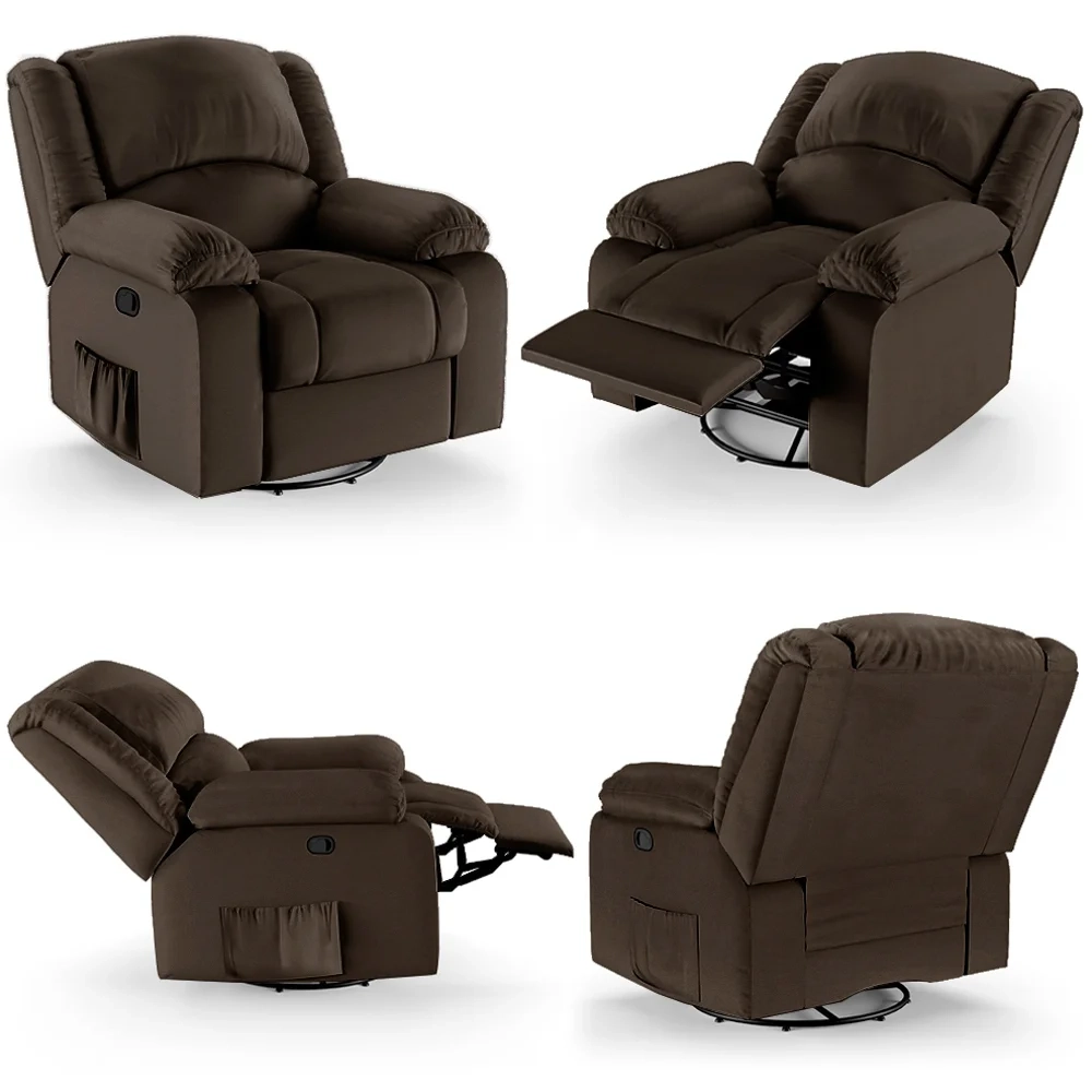 Poltrona do Papai Reclinável Pietra Glider Giratória FH9 PU Marrom - Mpozenato