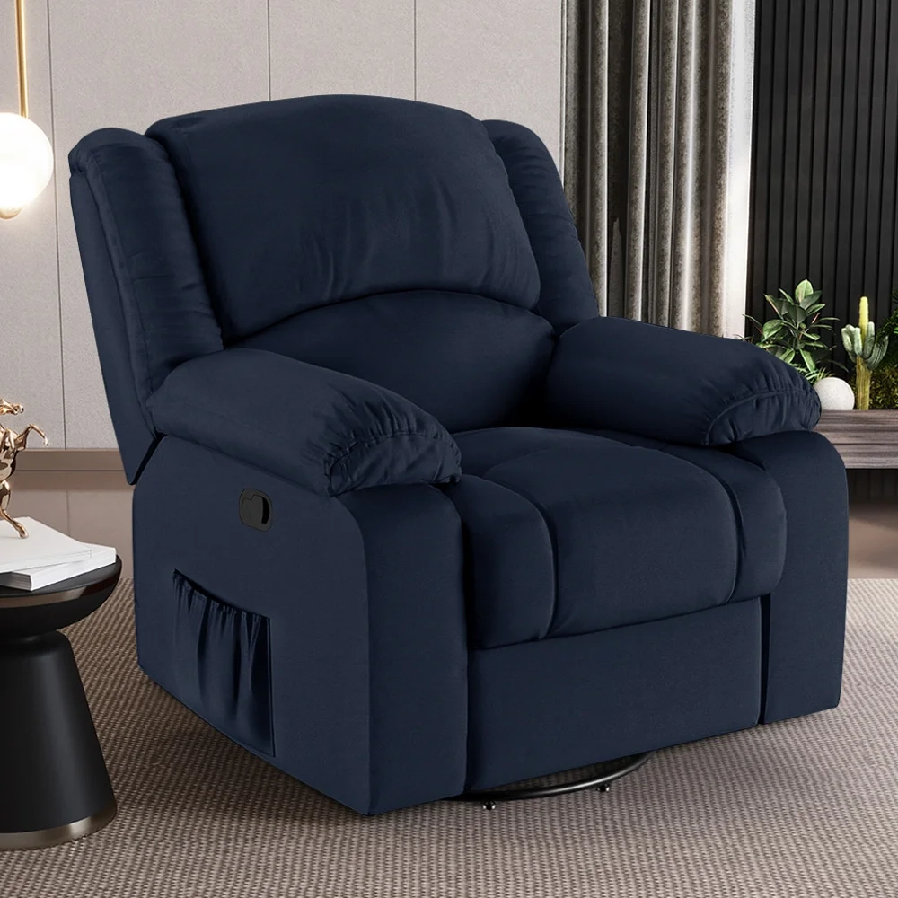 Poltrona do Papai Reclinável Pietra Glider Giratória FH9 PU Azul - Mpozenato