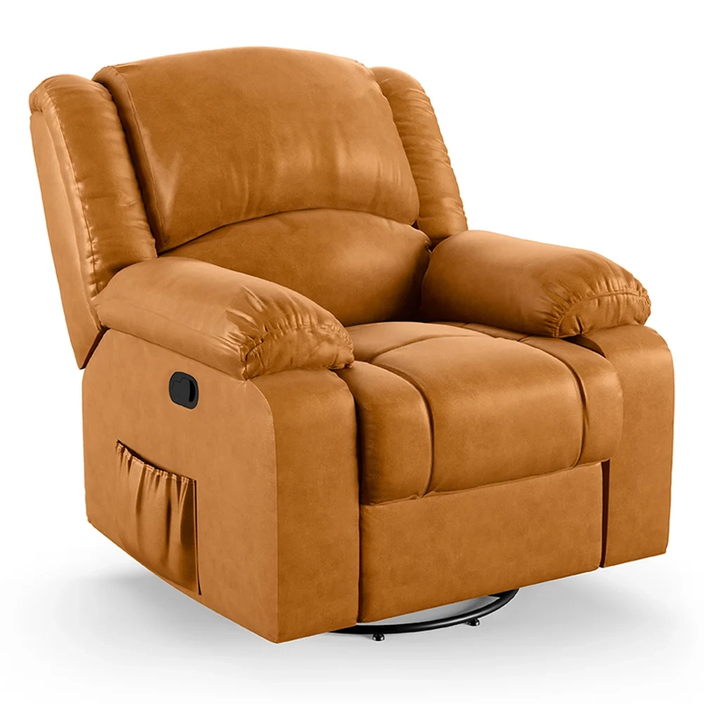 Poltrona do Papai Reclinável Pietra Glider Giratória FH9 PU Whisky - Mpozenato