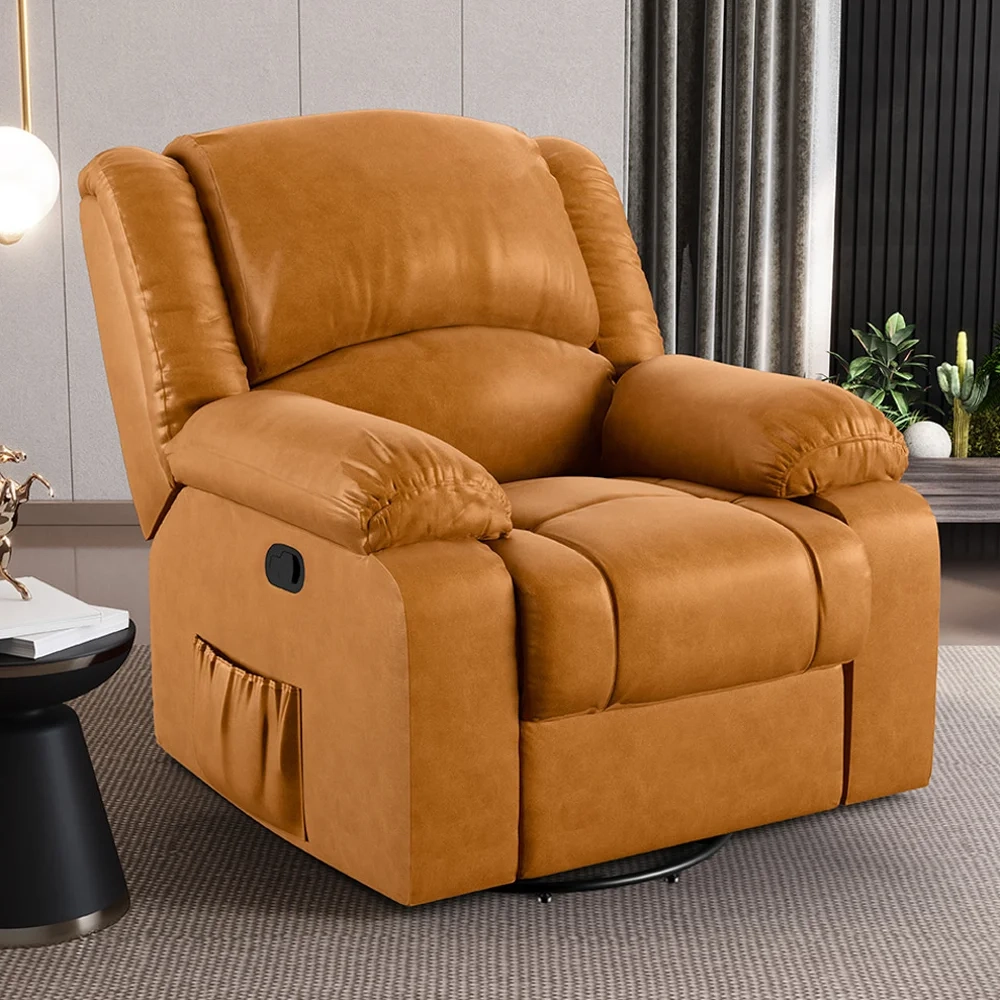 Poltrona do Papai Reclinável Pietra Glider Giratória FH9 PU Whisky - Mpozenato