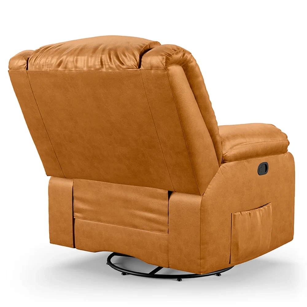 Poltrona do Papai Reclinável Pietra Glider Giratória FH9 PU Whisky - Mpozenato