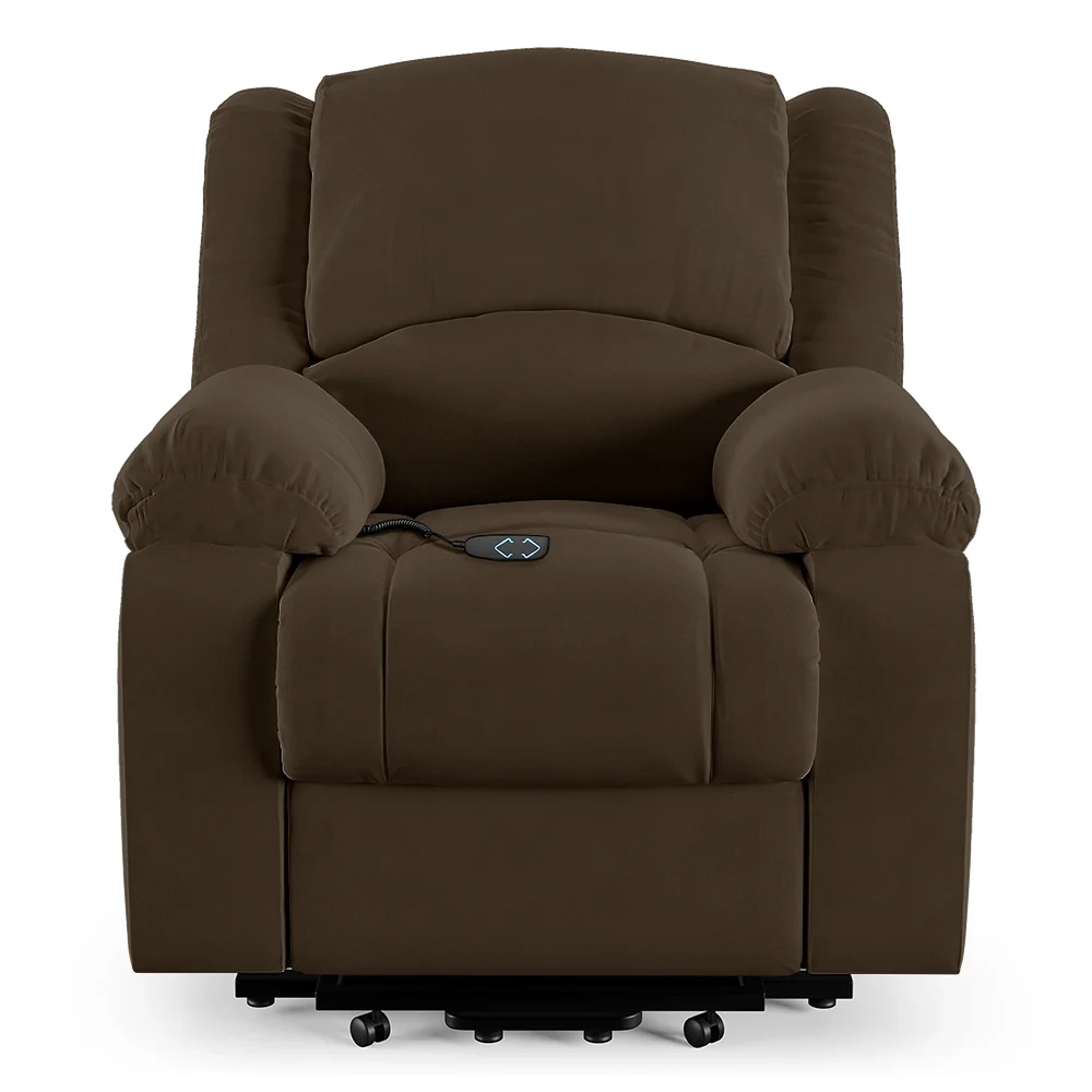 Poltrona do Papai Reclinável Pietra Elevação Lift Elétrico FH9 Veludo Marrom - Mpozenato