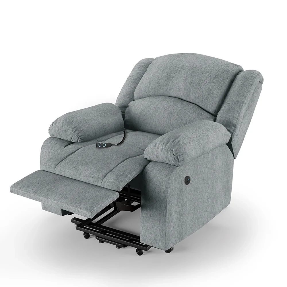 Poltrona do Papai Reclinável Pietra Elevação Lift Elétrico FH9 Linho Cinza - Mpozenato