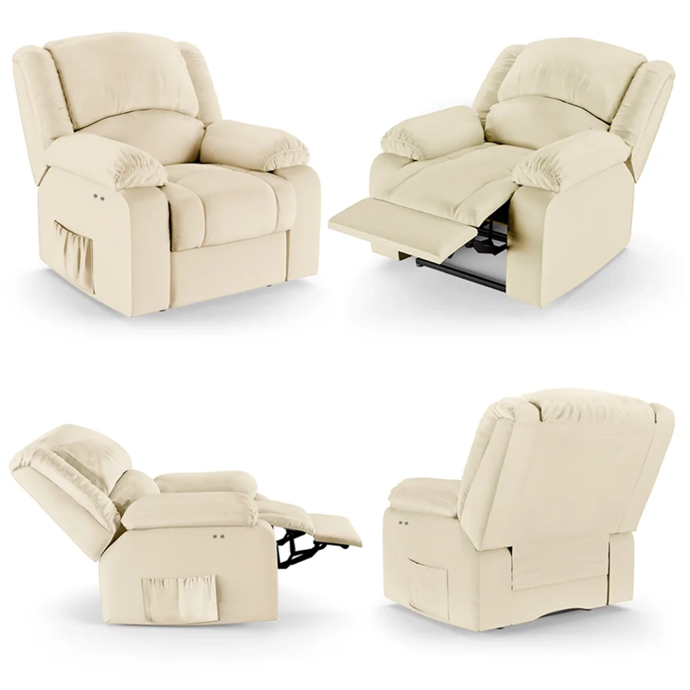 Poltrona do Papai Reclinável Pietra Power Touch FH9 PU Bege - Mpozenato