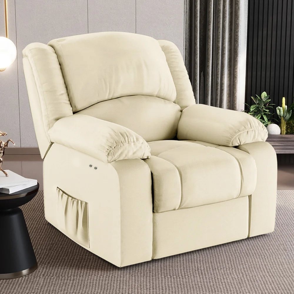 Poltrona do Papai Reclinável Pietra Power Touch FH9 PU Bege - Mpozenato