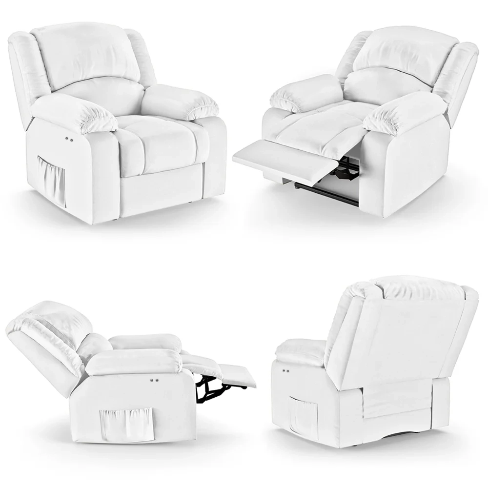 Poltrona do Papai Reclinável Pietra Power Touch FH9 PU Branco - Mpozenato