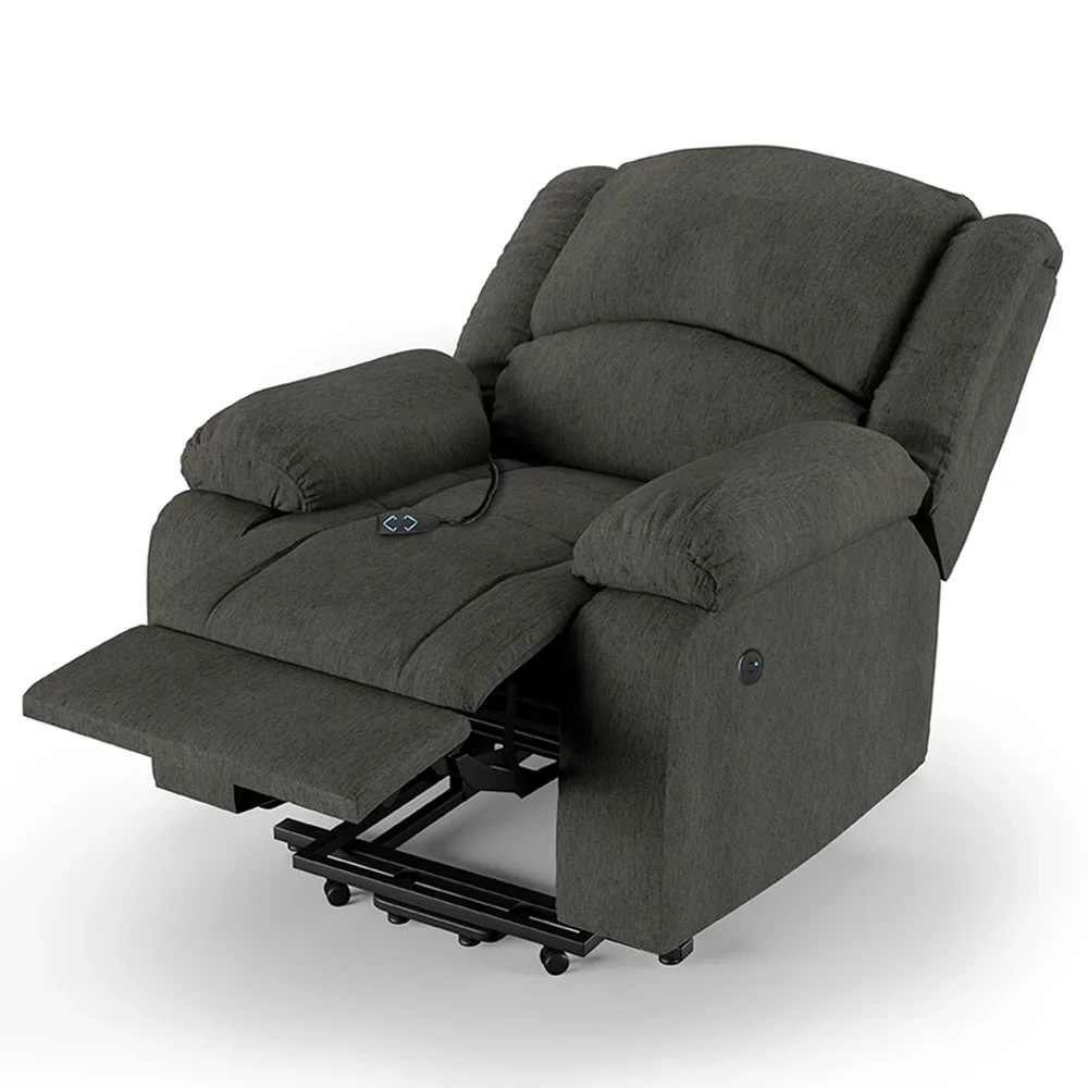 Poltrona do Papai Reclinável Pietra Elevação Lift Elétrico FH9 Linho Grafite - Mpozenato
