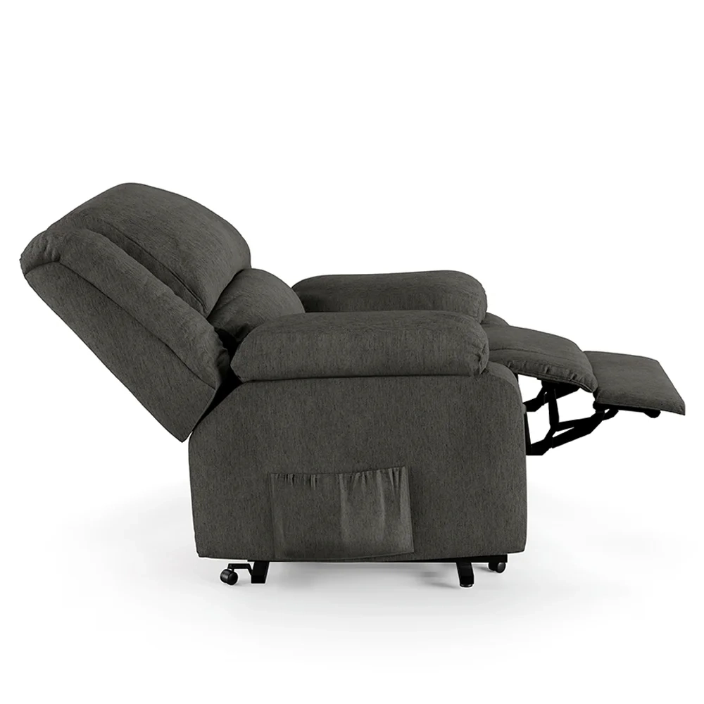 Poltrona do Papai Reclinável Pietra Elevação Lift Elétrico FH9 Linho Grafite - Mpozenato