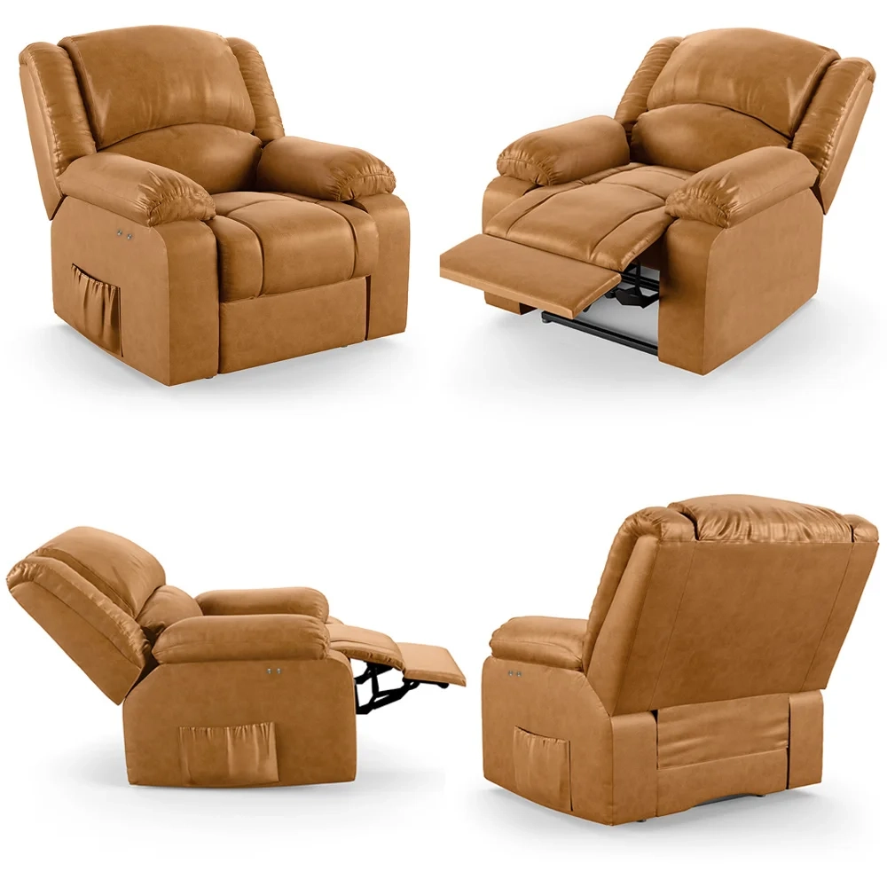 Poltrona do Papai Reclinável Pietra Power Touch FH9 PU Whisky - Mpozenato