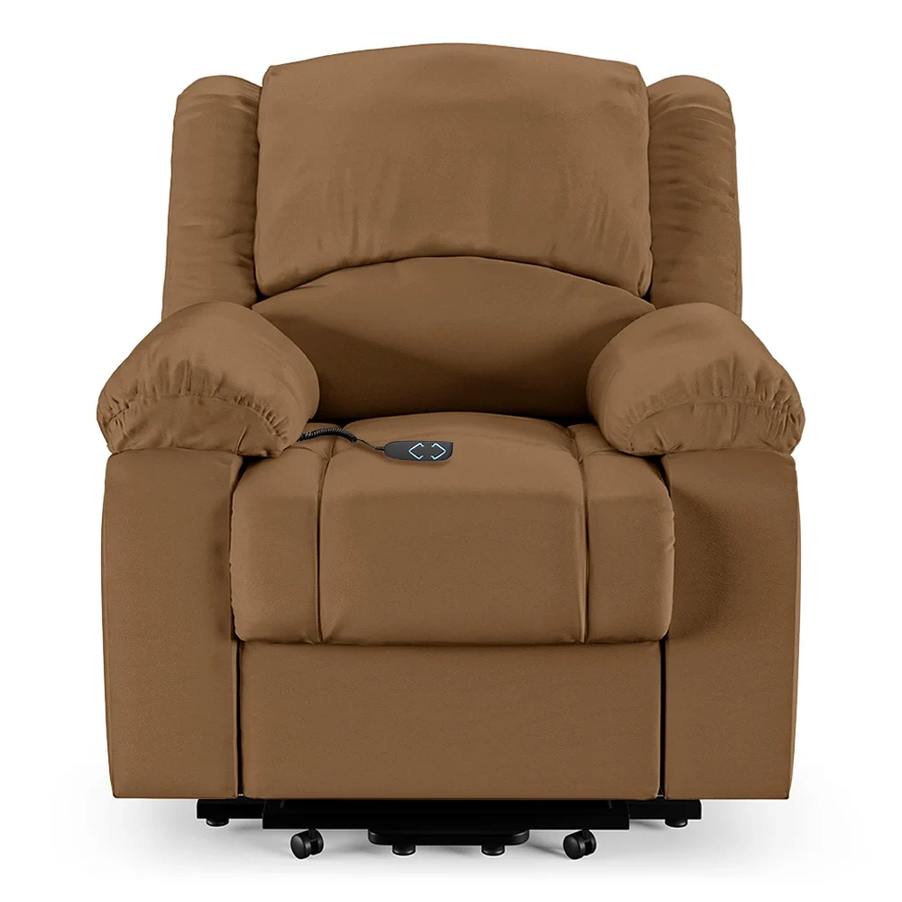 Poltrona do Papai Reclinável Pietra Elevação Lift Elétrico FH9 PU Caramelo - Mpozenato