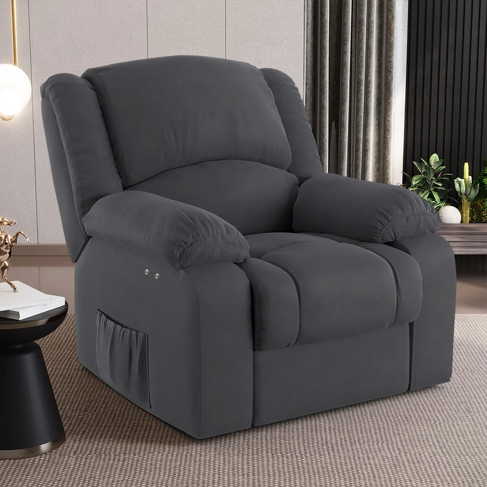 Poltrona do Papai Reclinável Pietra Power Touch FH9 Veludo Cinza - Mpozenato