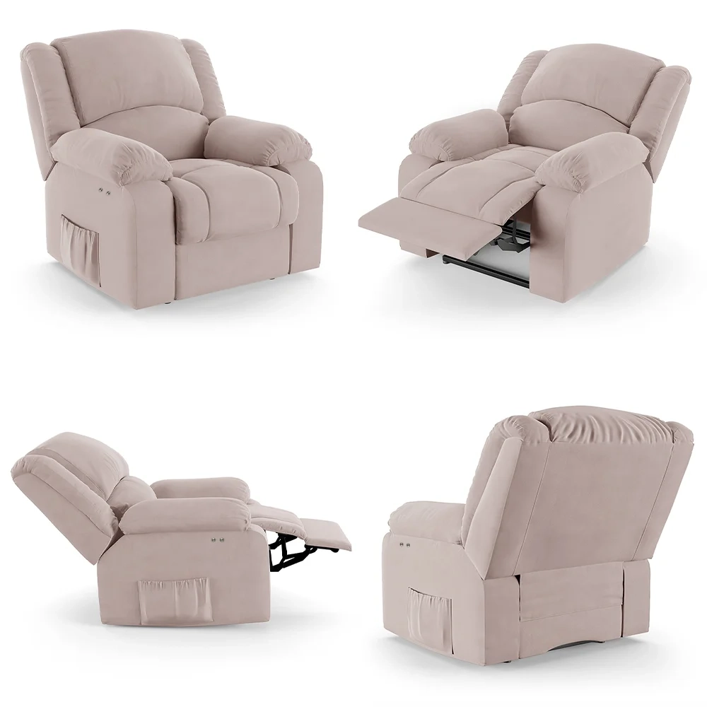 Poltrona do Papai Reclinável Pietra Power Touch FH9 Veludo Rosê - Mpozenato