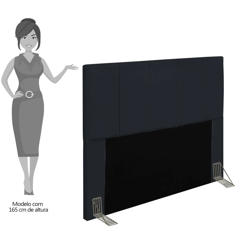 Cabeceira Cama Box Casal 140cm Pérola W01 Corano Preto - Mpozenato