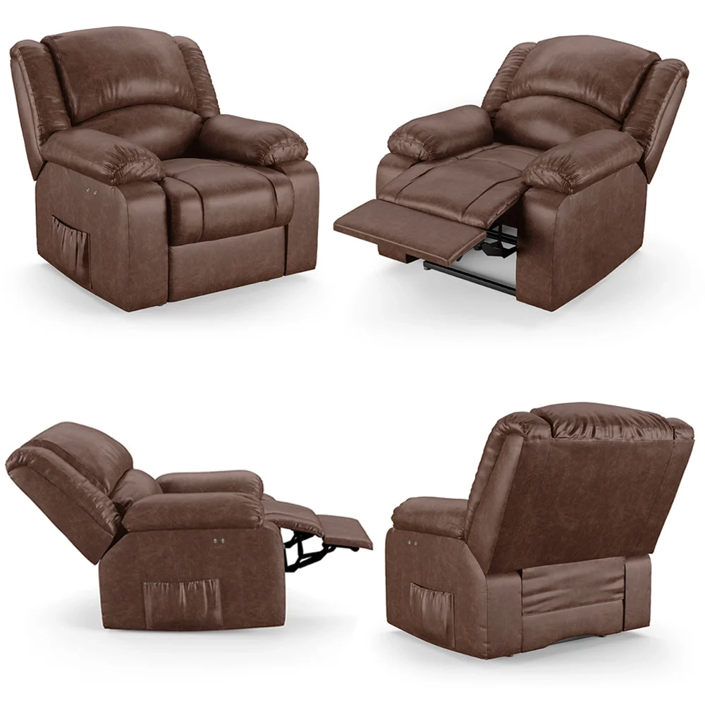 Poltrona do Papai Reclinável Pietra Power Touch FH9 PU Marrom Brilho - Mpozenato