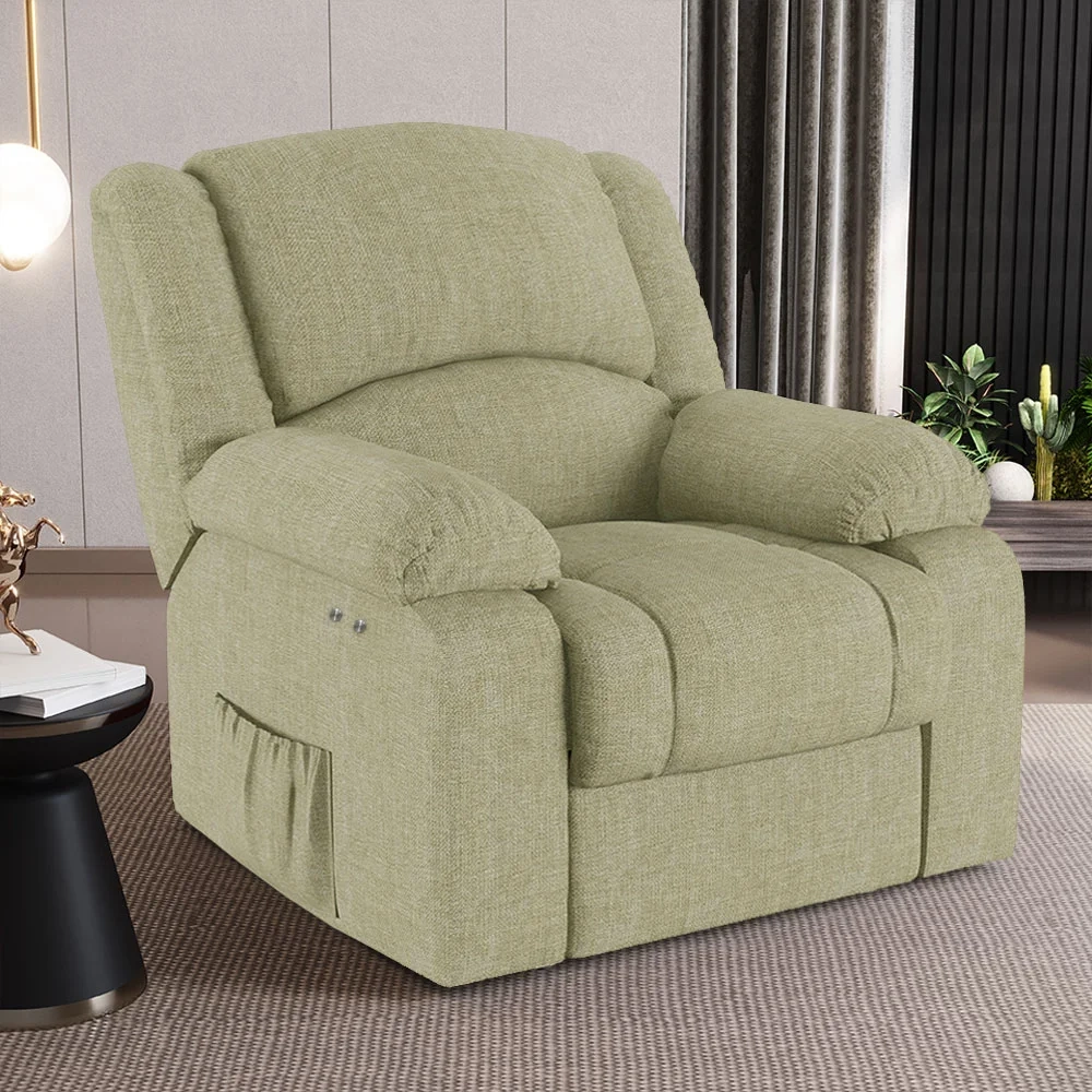 Poltrona do Papai Reclinável Pietra Power Touch USB FH9 Linho Bege - Mpozenato