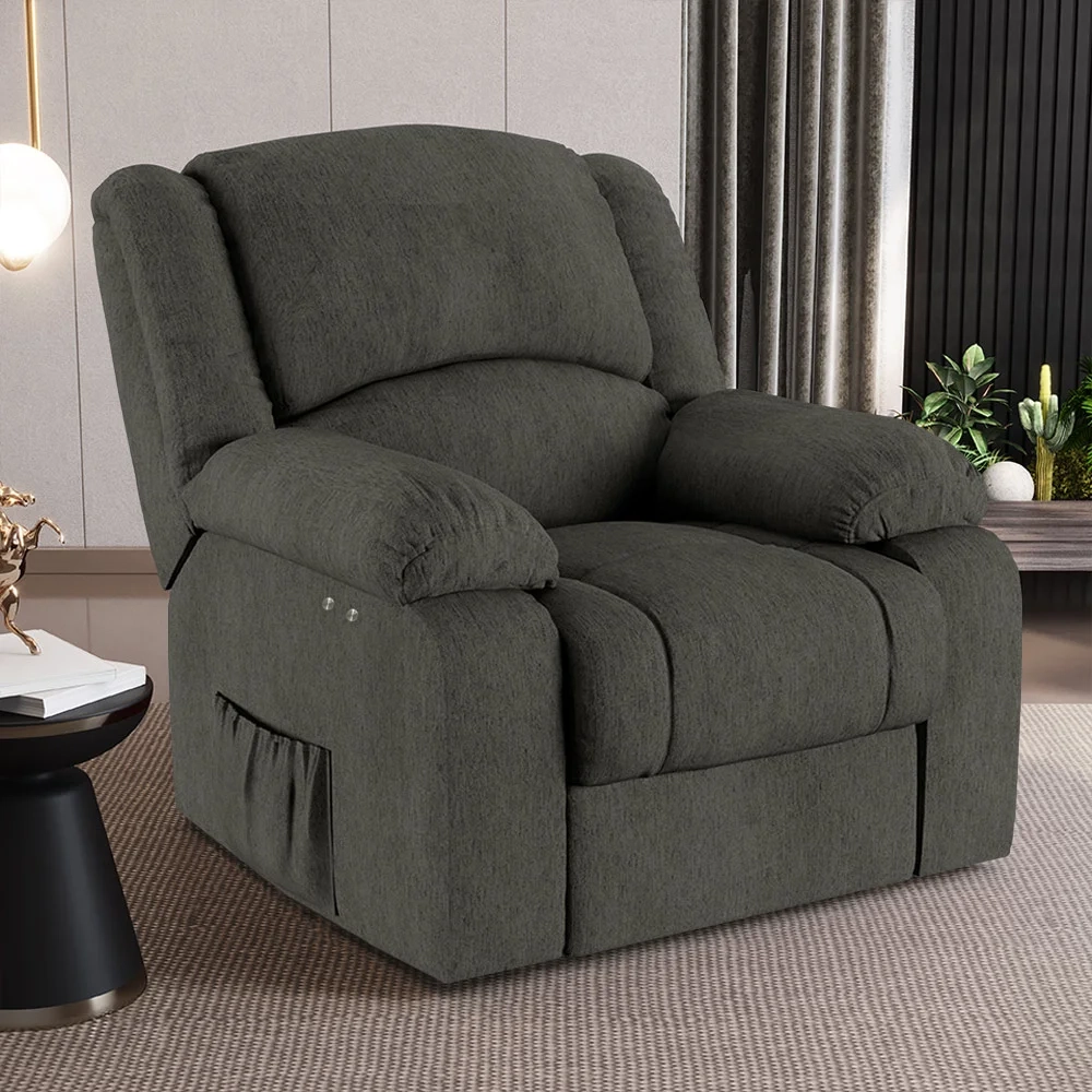 Poltrona do Papai Reclinável Pietra Power Touch USB FH9 Linho Grafite - Mpozenato