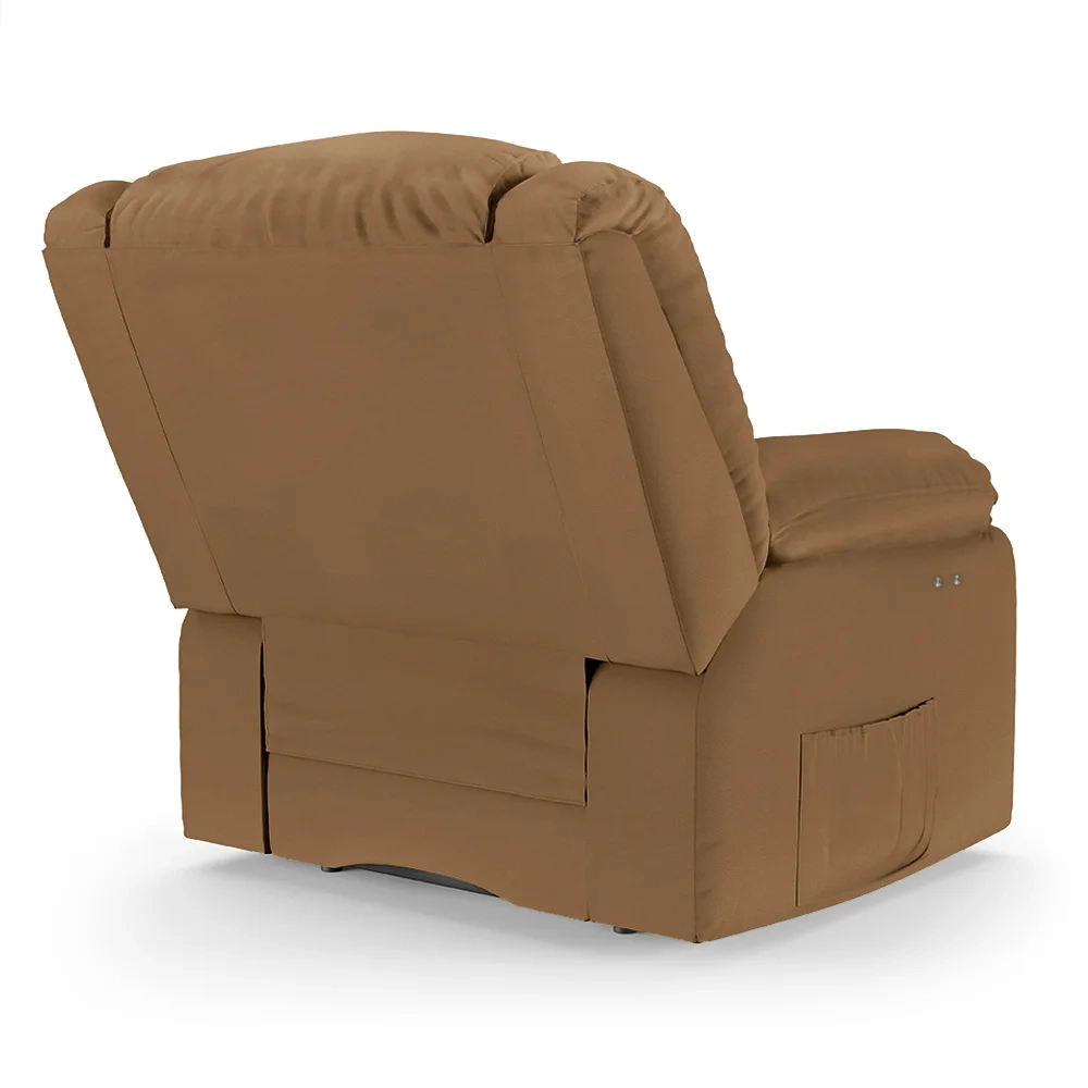Poltrona do Papai Reclinável Pietra Power Touch USB FH9 PU Caramelo - Mpozenato