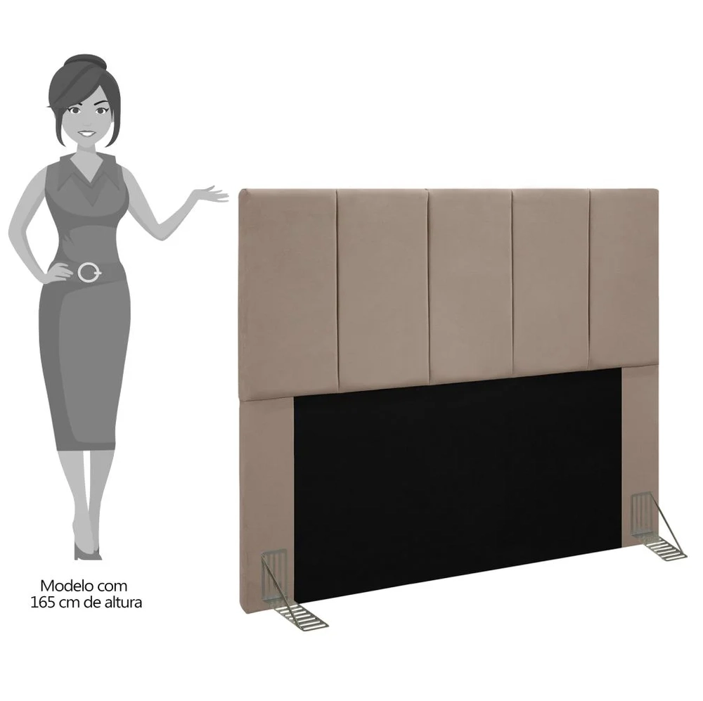 Cabeceira Cama Box Casal King 193cm Pérola W01 Suede Bege - Mpozenato