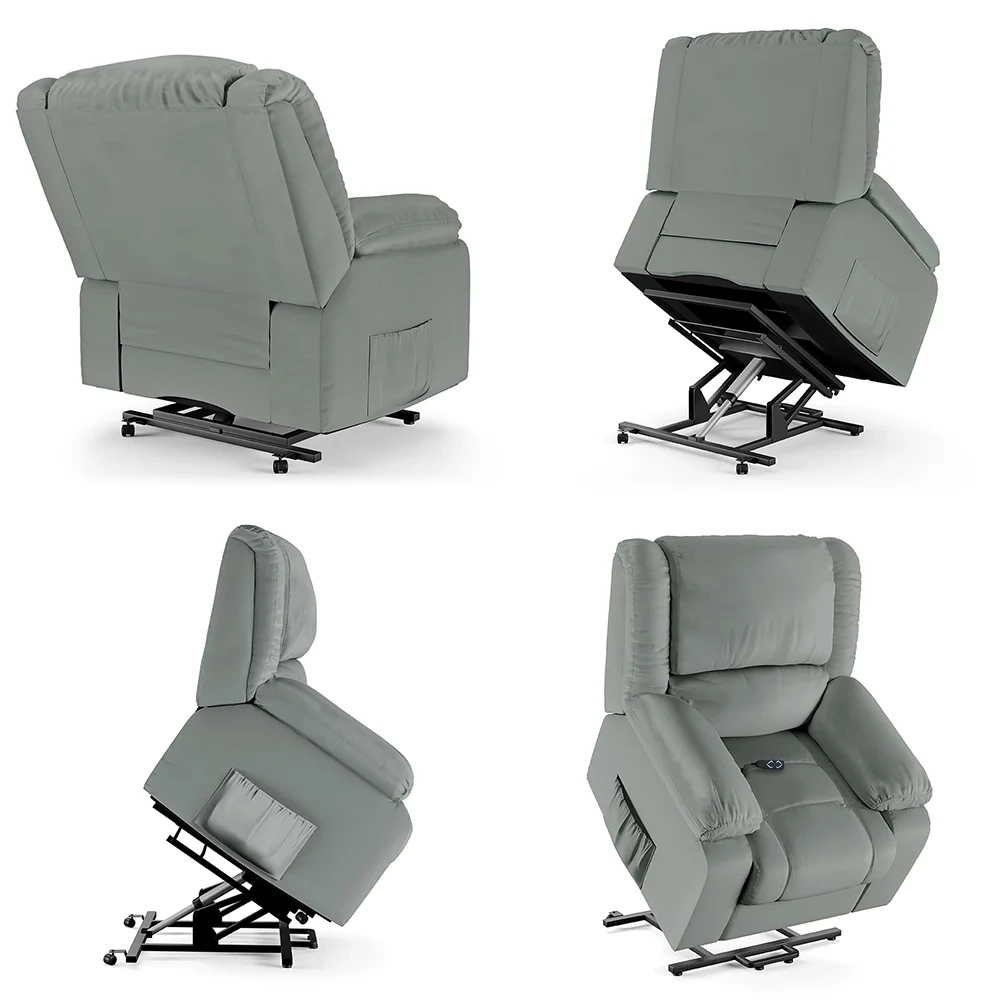 Poltrona do Papai Reclinável Pietra Elevação Lift Elétrico FH9 PU Cinza - Mpozenato