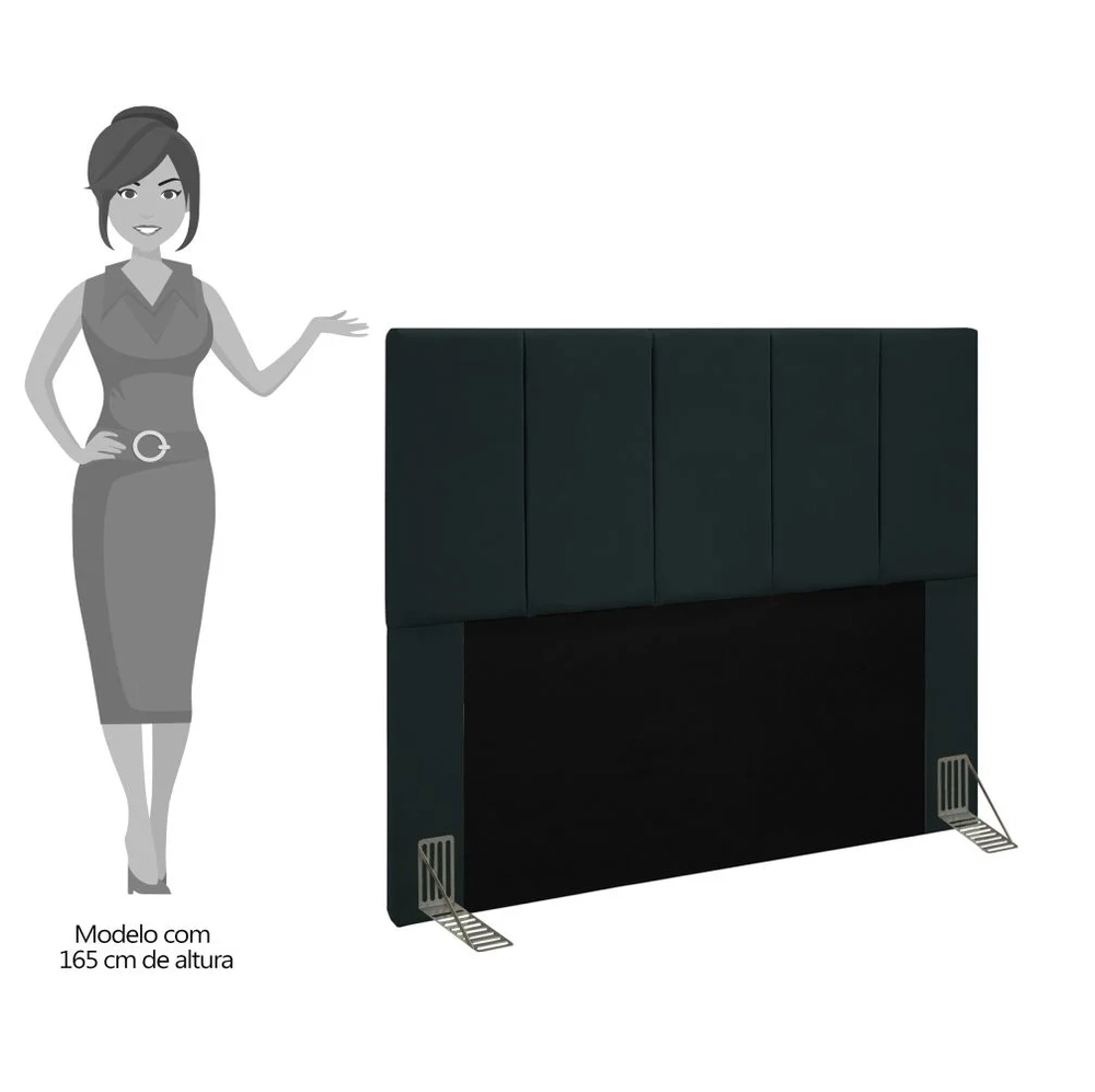 Cabeceira Cama Box Casal King 193cm Pérola W01 Suede Preto - Mpozenato