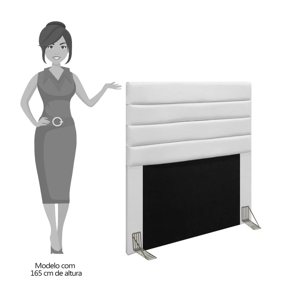 Cabeceira Cama Box Solteiro 90cm Rubi W01 Corano Branco - Mpozenato