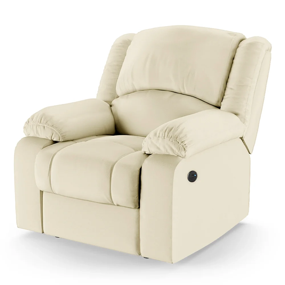 Poltrona do Papai Reclinável Pietra Power Touch USB FH9 PU Bege - Mpozenato