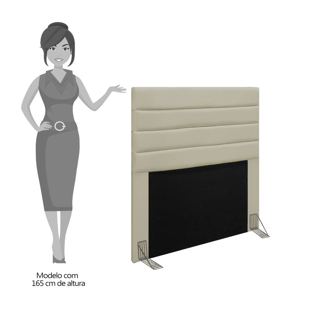 Cabeceira Cama Box Solteiro 90cm Rubi W01 Corano Bege - Mpozenato