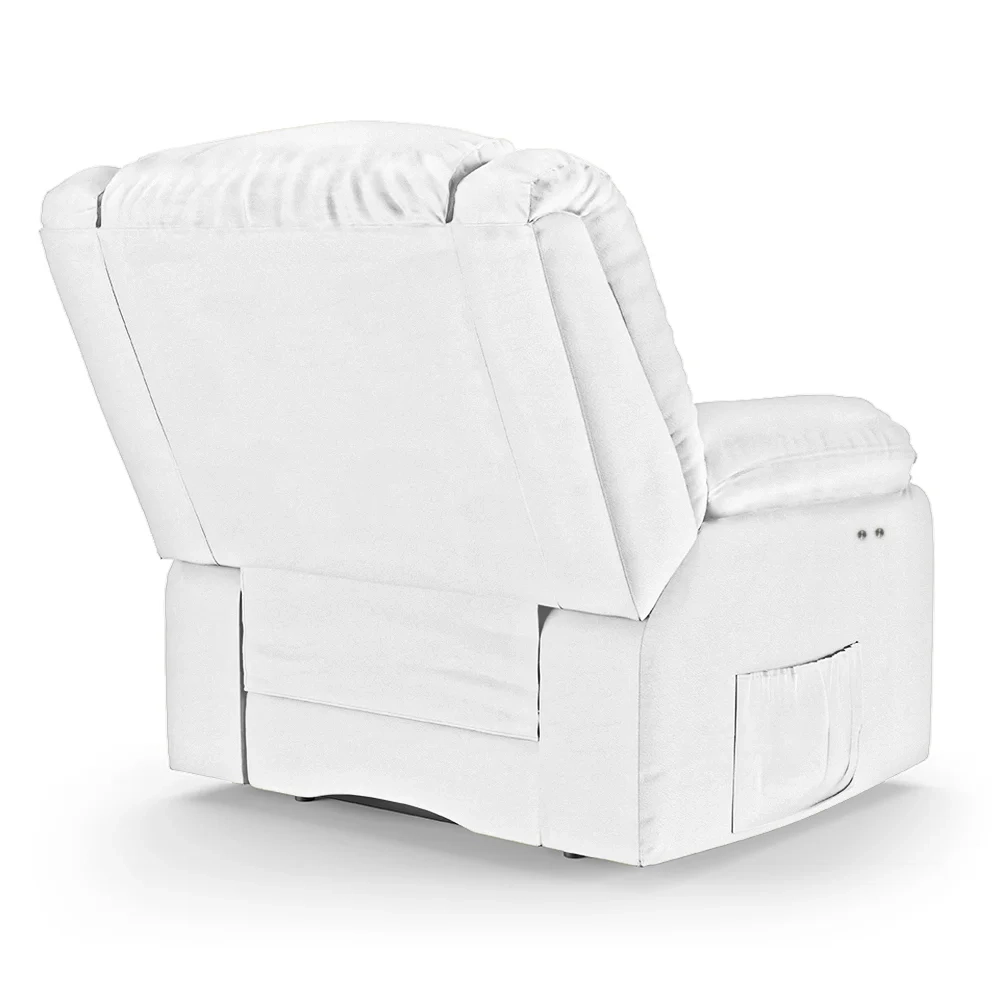 Poltrona do Papai Reclinável Pietra Power Touch USB FH9 PU Branco - Mpozenato