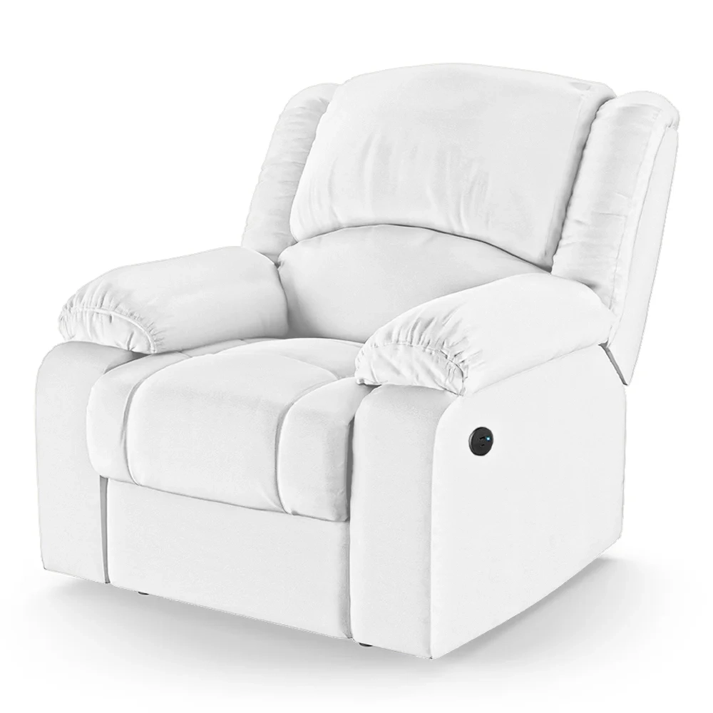 Poltrona do Papai Reclinável Pietra Power Touch USB FH9 PU Branco - Mpozenato