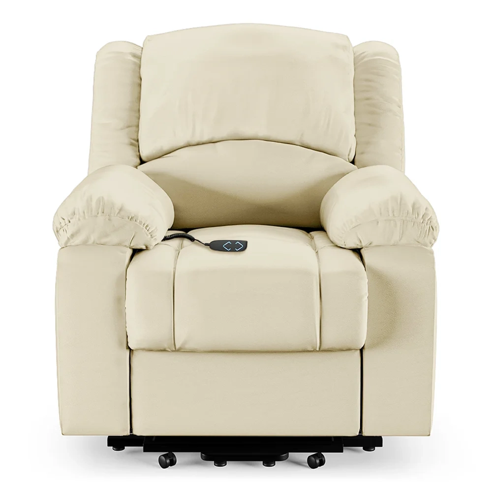 Poltrona do Papai Reclinável Pietra Elevação Lift Elétrico FH9 PU Bege - Mpozenato