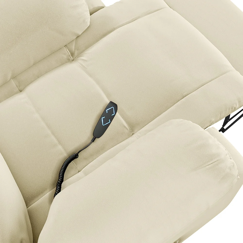 Poltrona do Papai Reclinável Pietra Elevação Lift Elétrico FH9 PU Bege - Mpozenato