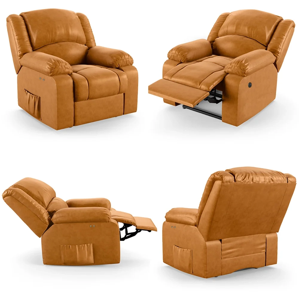 Poltrona do Papai Reclinável Pietra Power Touch USB FH9 PU Whisky - Mpozenato