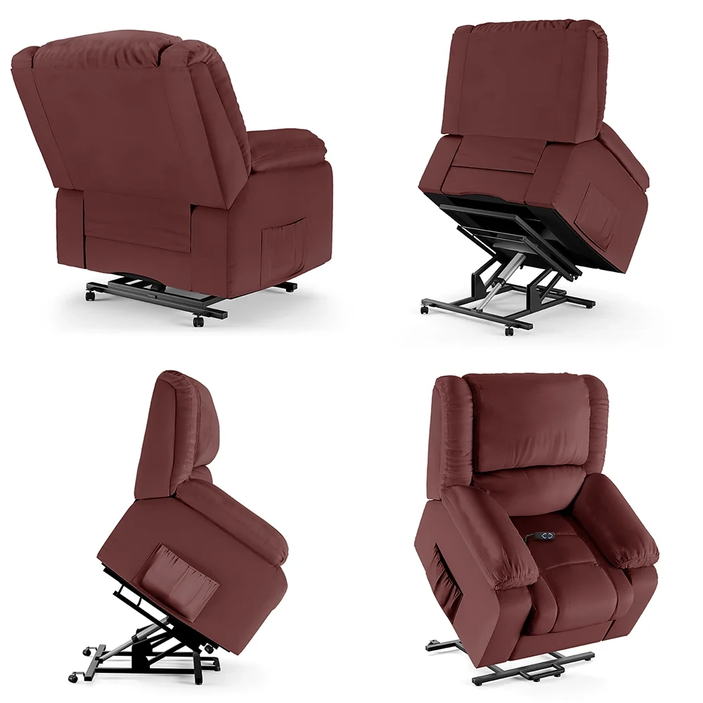 Poltrona do Papai Reclinável Pietra Elevação Lift Elétrico FH9 PU Vermelho - Mpozenato