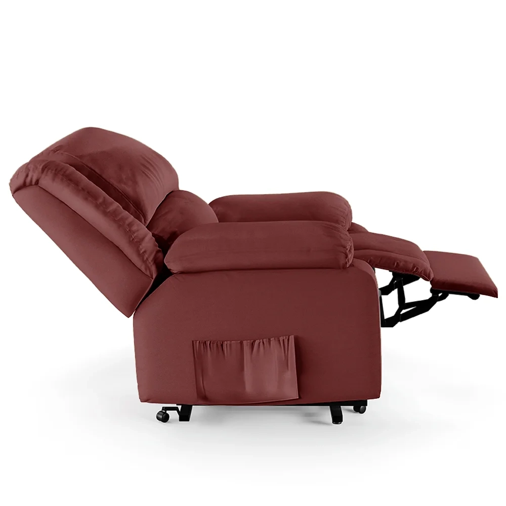 Poltrona do Papai Reclinável Pietra Elevação Lift Elétrico FH9 PU Vermelho - Mpozenato