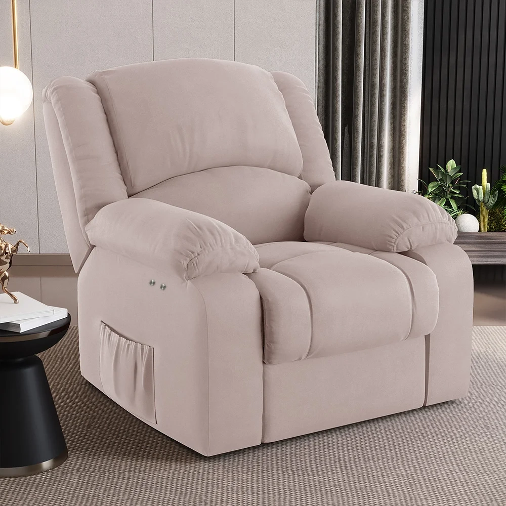 Poltrona do Papai Reclinável Pietra Power Touch USB FH9 Veludo Rosê - Mpozenato