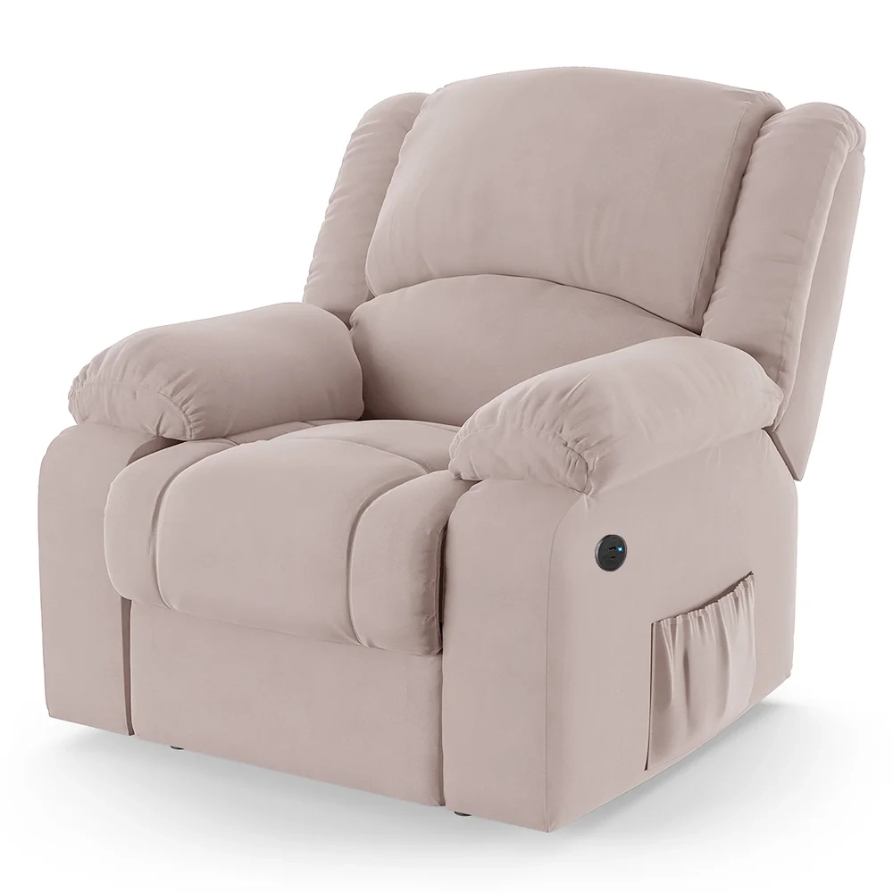 Poltrona do Papai Reclinável Pietra Power Touch USB FH9 Veludo Rosê - Mpozenato